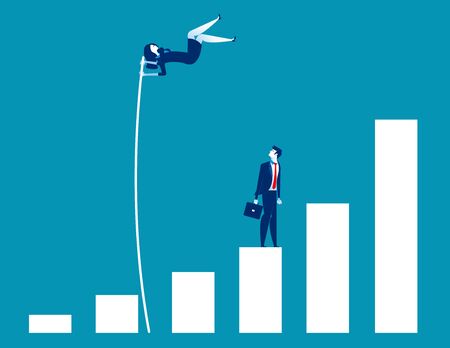 Growth for business, Leader and jumping, Concept business vector illustration, Flat  character, Cartoon style design.
のイラスト素材