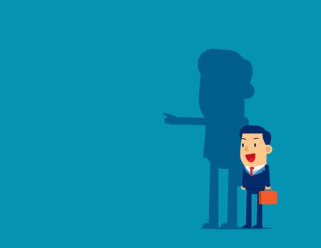 Businessman and shadow pointing to target. Concept business vector illustration,  Achievement, Direction.のイラスト素材