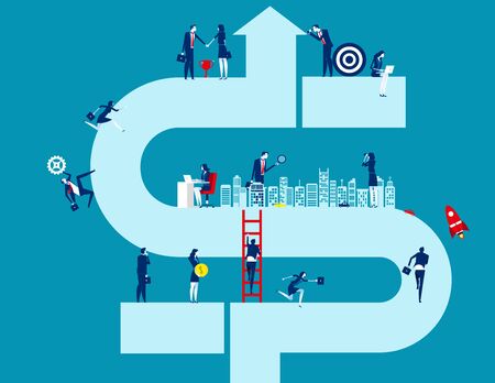 Business finance and industry up progress. Concept business vector illustration, Teamwork, Success, Analysis.のイラスト素材