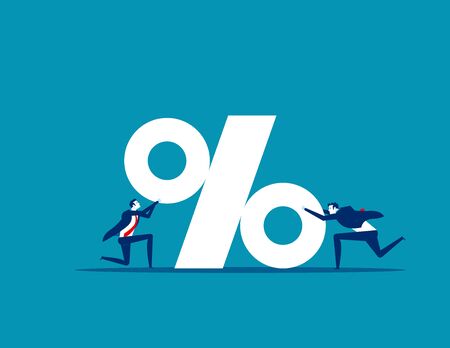 Business team with percentage sign. Concept business vector, Teamwork,  Percent, Growth.のイラスト素材