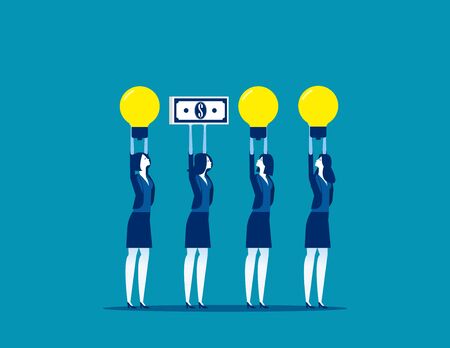 Business people and different presentation. Concept business vector. Money, Light bulb,  Referees.のイラスト素材