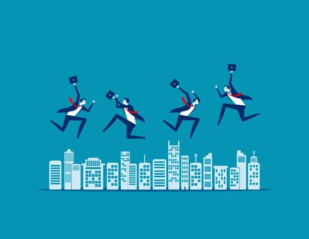 People jumping. Concept business vector, City, Teamwork, Relax.のイラスト素材