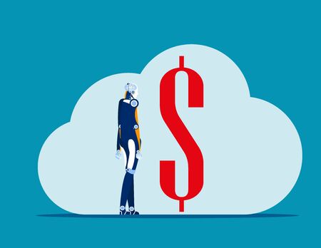 Robot with dollar sign. Concept business vector, Currency, Finance and economy.のイラスト素材