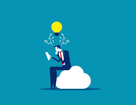 Businessman sitting and analyze. Concept business vector, Data sheet, Learning, Achievement.のイラスト素材