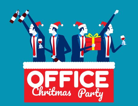 Office christmas party. Concept business vector illustration, Holiday - Event, Champagne, Corporate.のイラスト素材