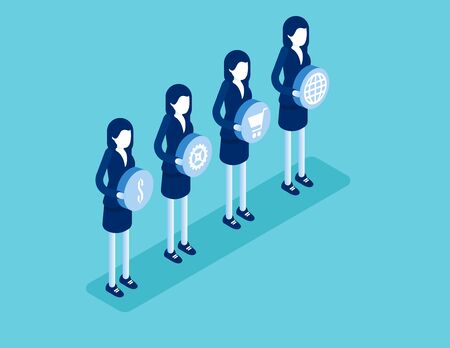 Economy teamwork. Concept business isometric vector illustration,  Growth, Development.のイラスト素材