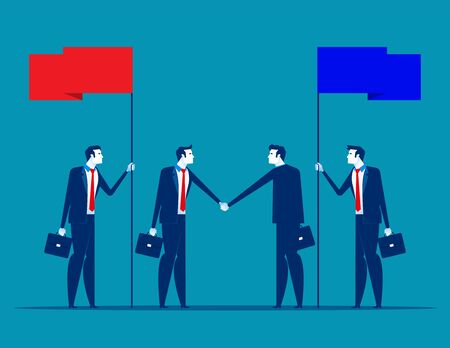 Agreement with partnership. Concept business vector illustration, Shaking hands, Flags, Achievement,のイラスト素材