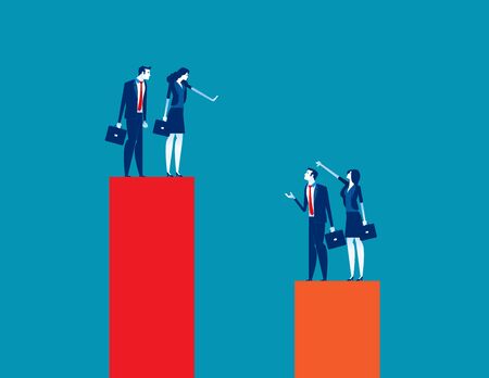 Business team envy other people team. Concept business vector illustration, Growth, Development, Contemplation.のイラスト素材