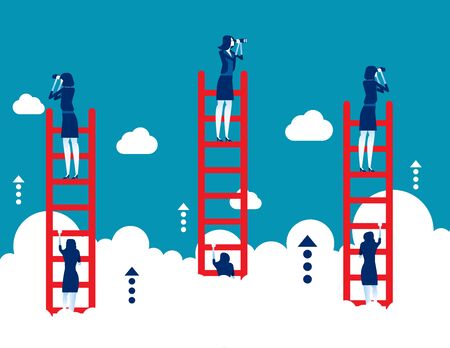 Business person vision and searching of creative ideas. Concept business vector illustration, Stair, Looking, Growth.のイラスト素材