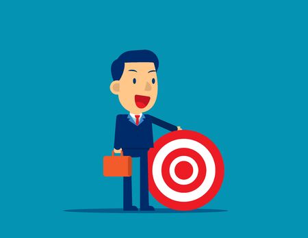 Business man holding target to success. Concept cute business successful vector illustration.のイラスト素材