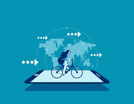 Business ride bicycle . Concept business vector illustration, Direction, Speed, Technologyのイラスト素材