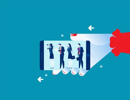 Leader with looking for investment. Business vector concept. Teamwork, Aspirations, Searching.のイラスト素材