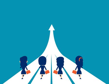 Business team running to success. Concept business successful. Flat cartoon character style designのイラスト素材