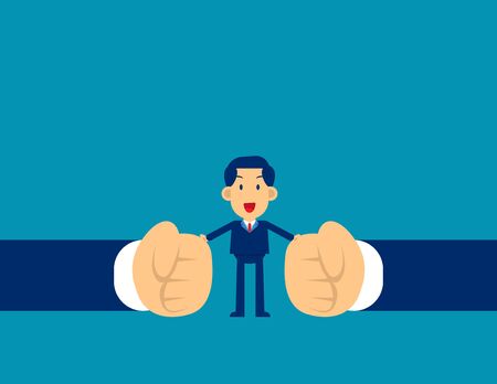 Man stop conflict. Concept business office people vector illustration, Stop Fighting, Kid flat character style design, Cute business cartoon.のイラスト素材
