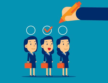 Manager hand selection employee appropriate candidate. Concept business best candidate vector illustration, Flat cartoon character style designのイラスト素材