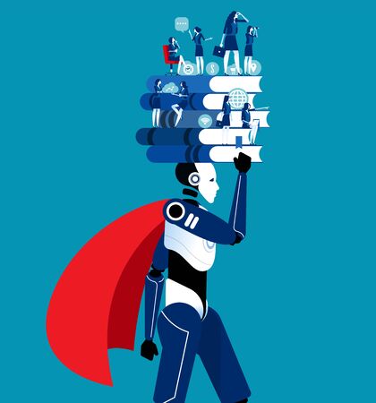 Development of robots for marketing of business. Concept business vector illustration, Analysis, Educationのイラスト素材