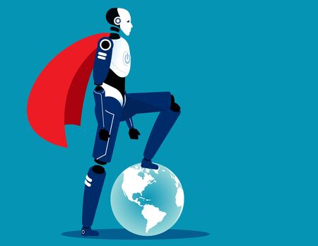 Robot and world. Concept business vector illustration, Technology, Artificial intelligence.のイラスト素材