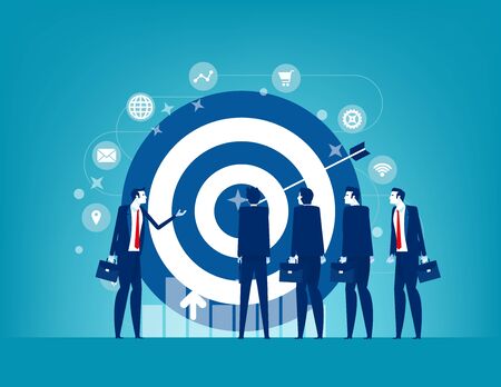 Leader and Colleague engaged in company goals. Concept business marketing vector illustration, Employee engagement, Internal marketing.のイラスト素材