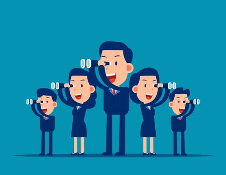 Team searching for success. Business vision concept. Flat business cartoon vector illustration styleのイラスト素材