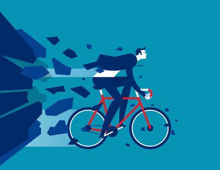 Businessman breakthrough. Concept business activity vector illustration, Flat cartoon office character style designのイラスト素材