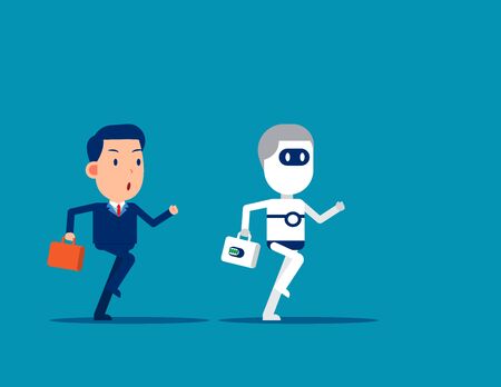 Human vs Robot. Business competing with artificial intelligenceのイラスト素材