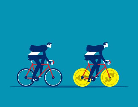 Business person driven by investment money. Concept business financial vector illustration, Poverty and Currencyのイラスト素材