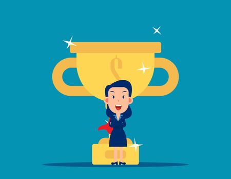 Business achievement concept. Cute flat vector cartoon design.のイラスト素材