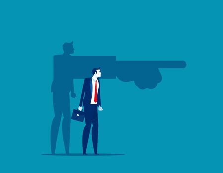 Businessman shadow pointing a direction. Concept business direction vector illustration, Silhouetteのイラスト素材