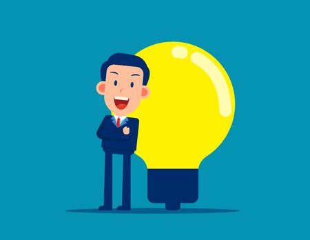 Businessman with big light bulb. Business idea concept.のイラスト素材
