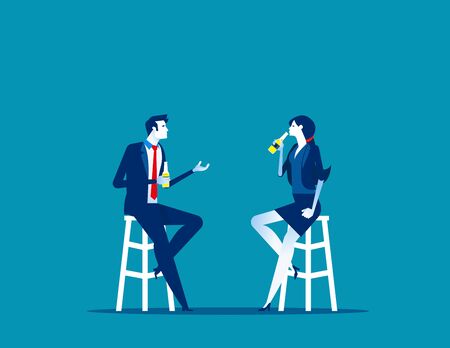 Drinking beer after work. Concept busines rest vector illustration, Friday night, Flat business cartoon style designのイラスト素材