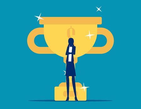 Business achievement concept. Flat cartoon vector illustration design. Silhouette styleのイラスト素材