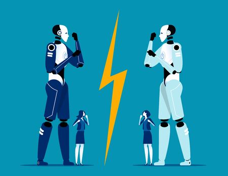 Artificial intelligence technology competition. Concept futurestic robotic vector, Machineのイラスト素材