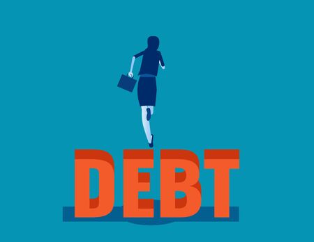 Business person jumping over the debt. Concept business finance vector illustration, Achievementのイラスト素材