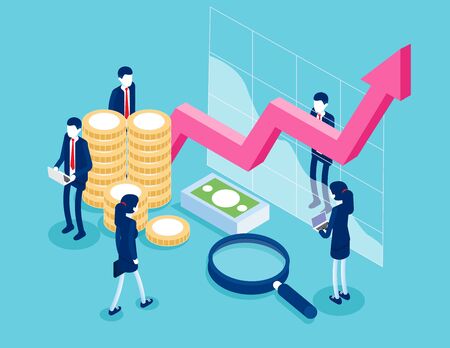 Financial administration. Business finance and investment concept. Flat isometric vector styleのイラスト素材
