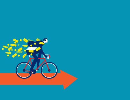 Riding bicycle on the arrow. Investment and financial concept, Investorのイラスト素材