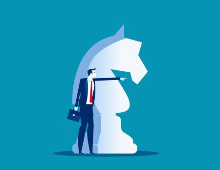 Big knight chess piece and Business leader. Business world board gameのイラスト素材
