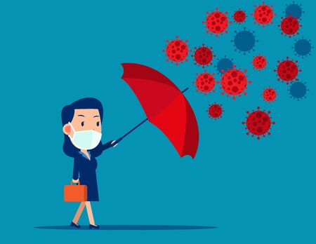 Red umbrella protection coronavirus. COVID-19のイラスト素材
