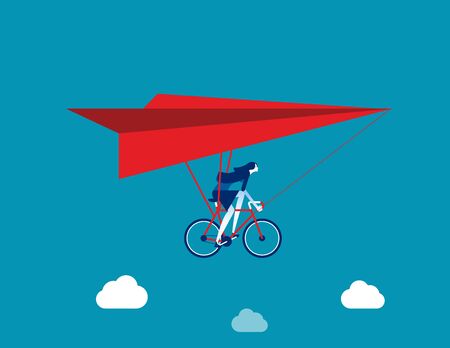 Businessman ride hang gliding. Flying conceptのイラスト素材