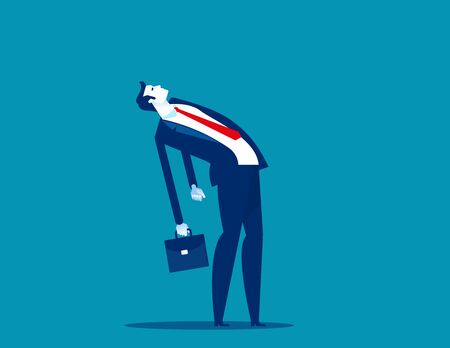 Businessman walk leaning back. Office people concept. Flat cartoon style design.のイラスト素材