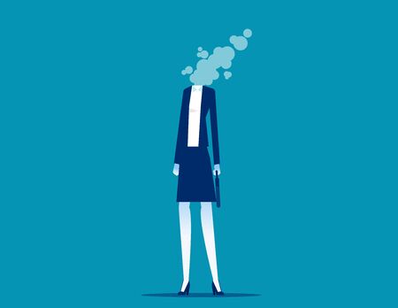 Businesswoman dissolves in smoke. Flat cartoon vector style designのイラスト素材