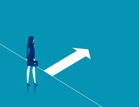 Businesswoman with start line. StartUp vector illustration conceptのイラスト素材