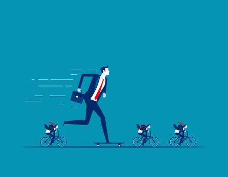 Businessman riding skateboard. Hurrying to office concept. Vector illustration design.のイラスト素材
