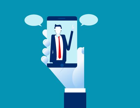 Business webinar consultant. Conference and consultation. Distant online learning.のイラスト素材