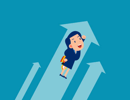 Business flying up. Growth workers, Cartoon style conceptのイラスト素材