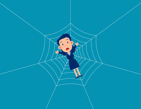Man trap spider web. Business fall into a trapのイラスト素材