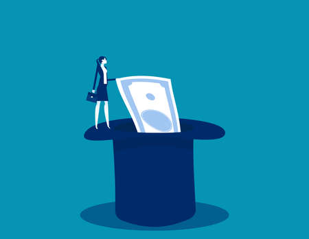 Flying with money wings. Business financial concept, Flat cartoon vector illustration styleのイラスト素材