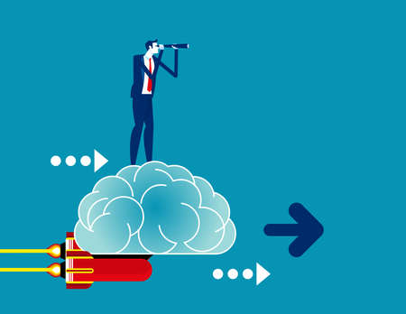 A man pondered next to a light bulb with a lock lockedのイラスト素材