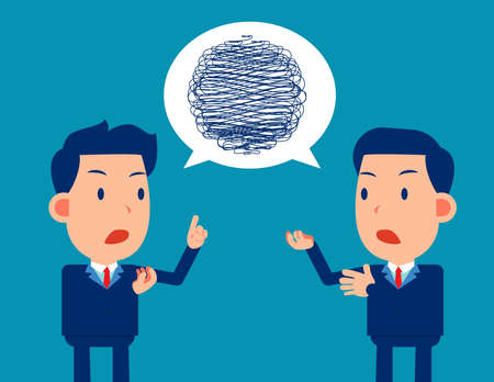 Business team confusing communication. Brainstorming in colleaguesのイラスト素材