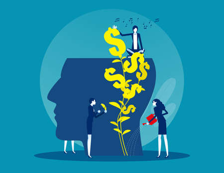 Business team water the plants money think for growth mindset