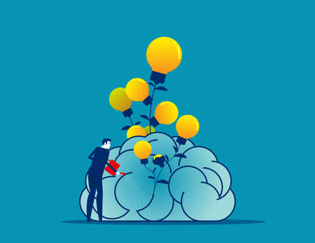 Businessman water the plants big brain for growth mindsetのイラスト素材